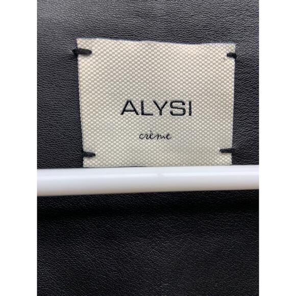 ALYSI Creme 100% Leather Black Blazer Jacket Size 4 - Picture 3 of 6